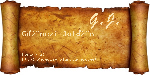 Gönczi Jolán névjegykártya